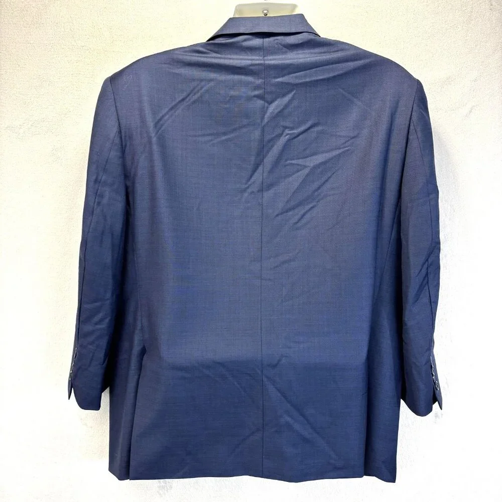 Dino Filarte Berragamo‎ Wool Suit Jacket Blazer Mens 44 Navy Blue Purple Portly